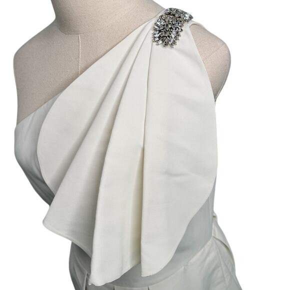 Sachin & Babi Martina One-Shoulder Gown Jeweled Wedding Dress white size 8 - Picture 7 of 16